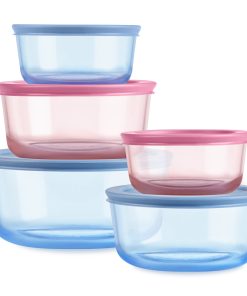 Pyrex Simply Store Tinted Glass Round Storage Containers, 10-pc Set, Mixed Colors